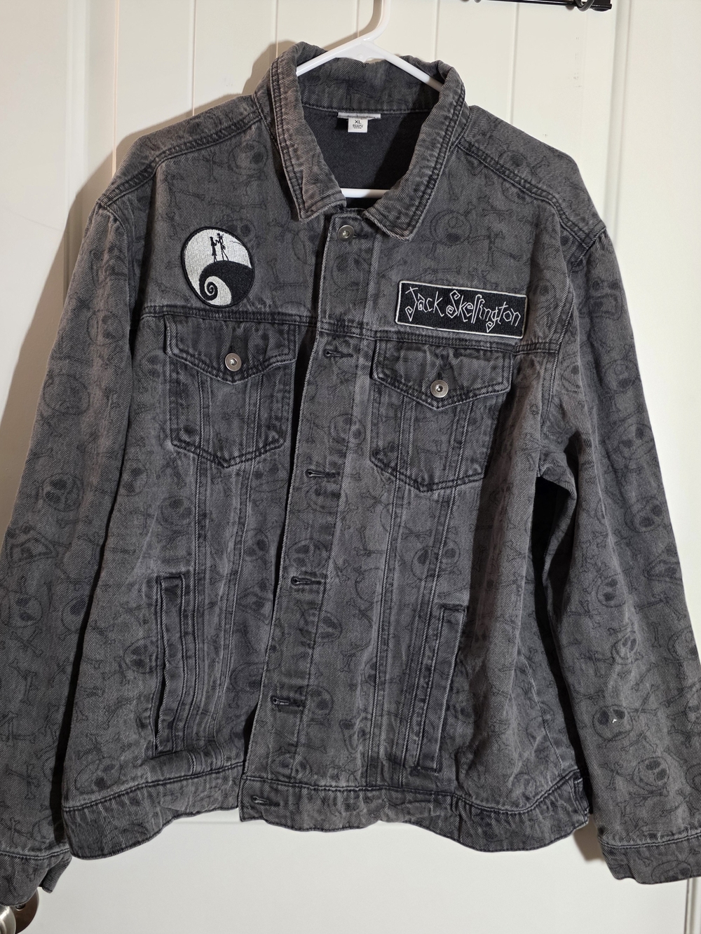 Disney Jack Skellington Gray Washed Denim Jacket